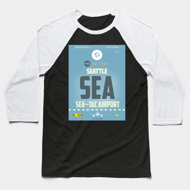 SEA Seattle airport code Baseball T-Shirt by Woohoo